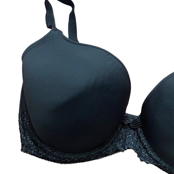 Wacoal Size 32DDD T-Shirt Bra Underwire Lined Cups Black Comfort Basic - Picture 3 of 5